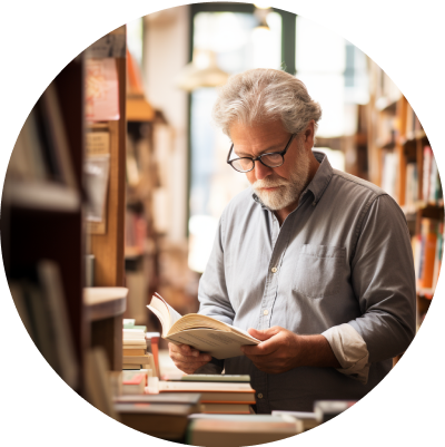 Emeryci i renciści - starszy Pan czytający książkę